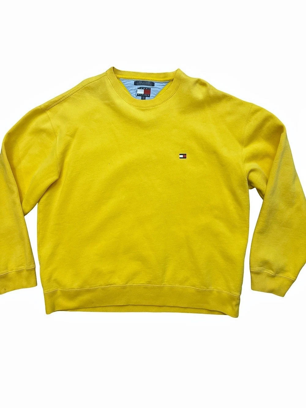 Vintage Tommy Hilfiger Logo Yellow Men’s Casual Sweatshirt Size XXL Retro Logo